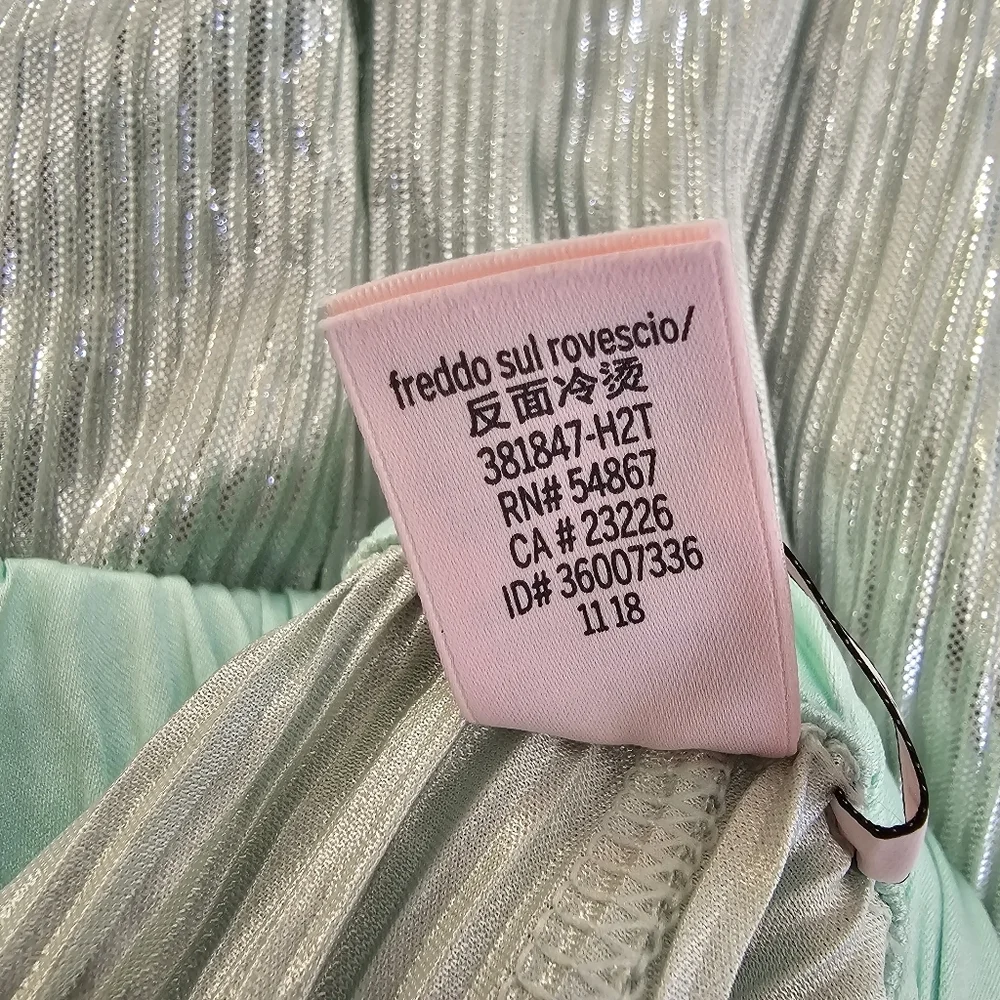 Victoria's Secret Mint Green Metallic Pleated Wide Leg Lounge Pants, Size XL